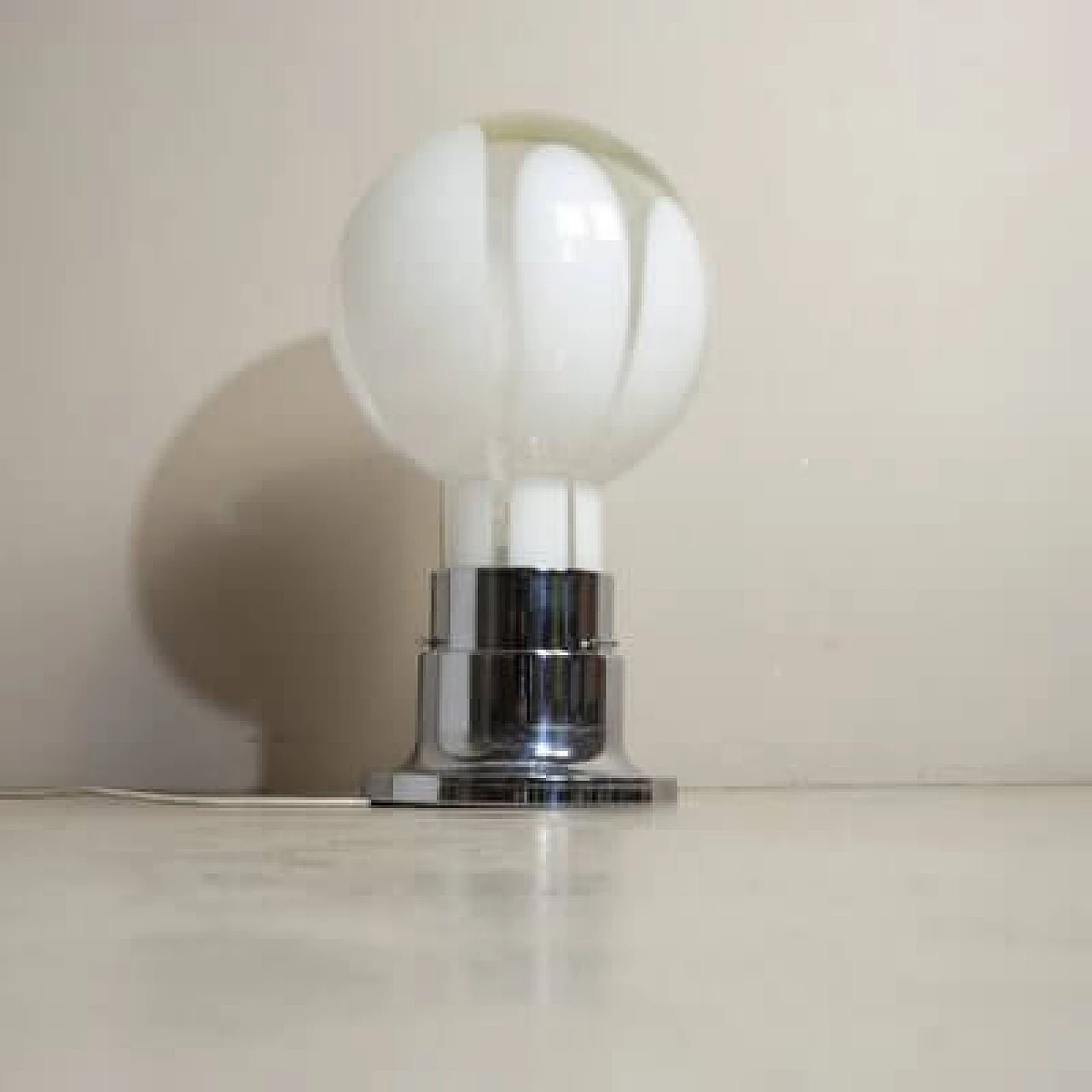 Mazzega steel table lamp with frosted glass sphere, 1970s 1407419
