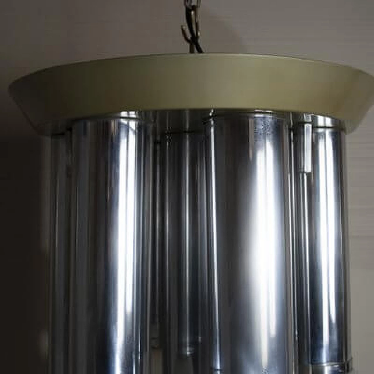 Lampadario a 7 luci in vetro satinato, anni '70 1407430