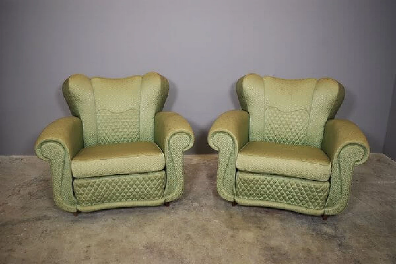 Pair of Polo Buffa style fan armchairs, 1950s 1407444