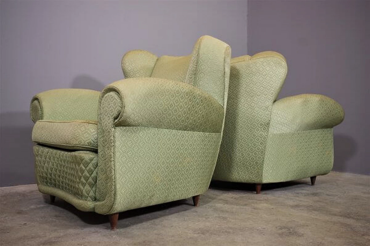 Pair of Polo Buffa style fan armchairs, 1950s 1407475
