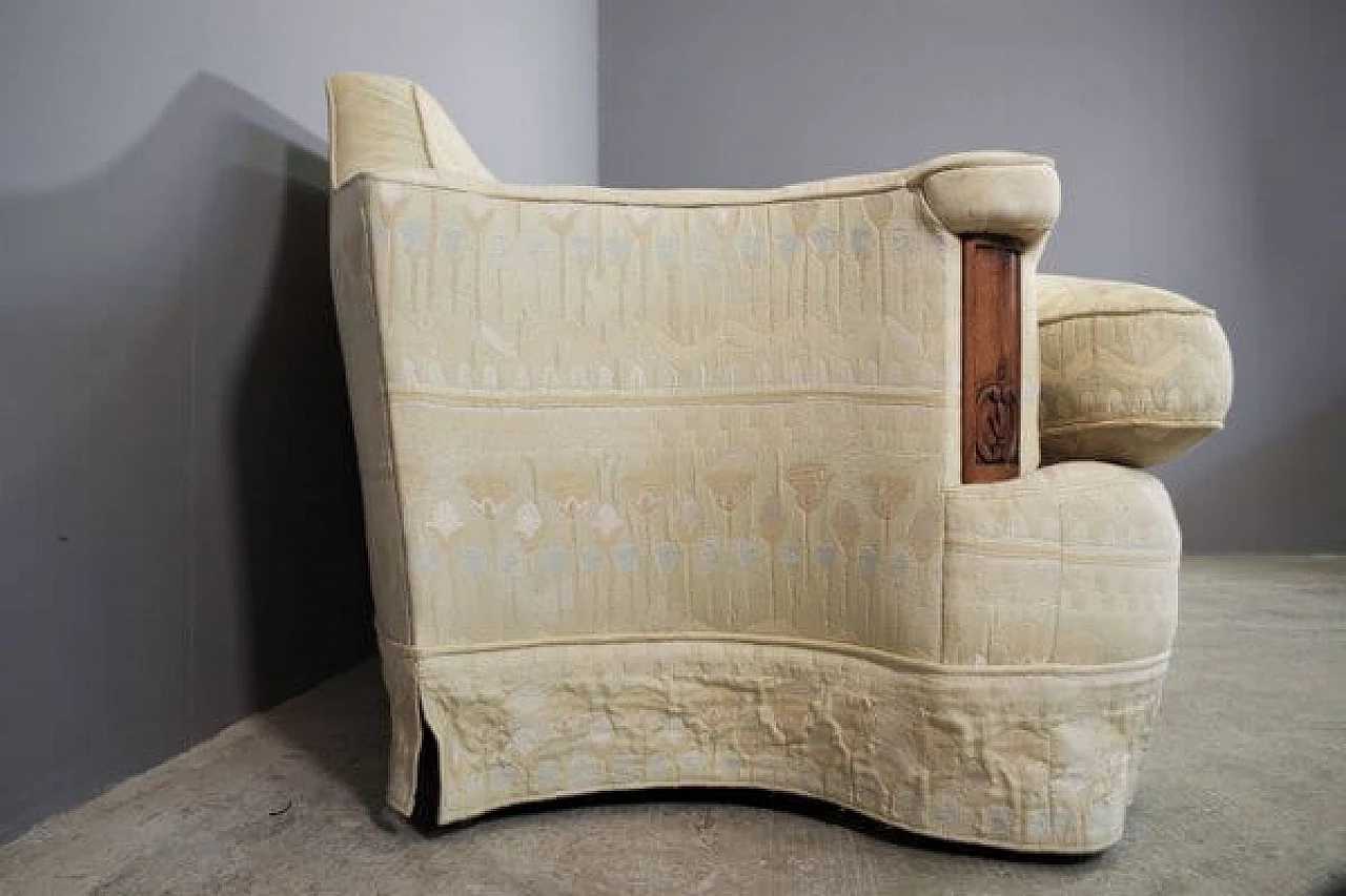 Two-piece modular sofa with carved wooden frame, 1950s 1407511