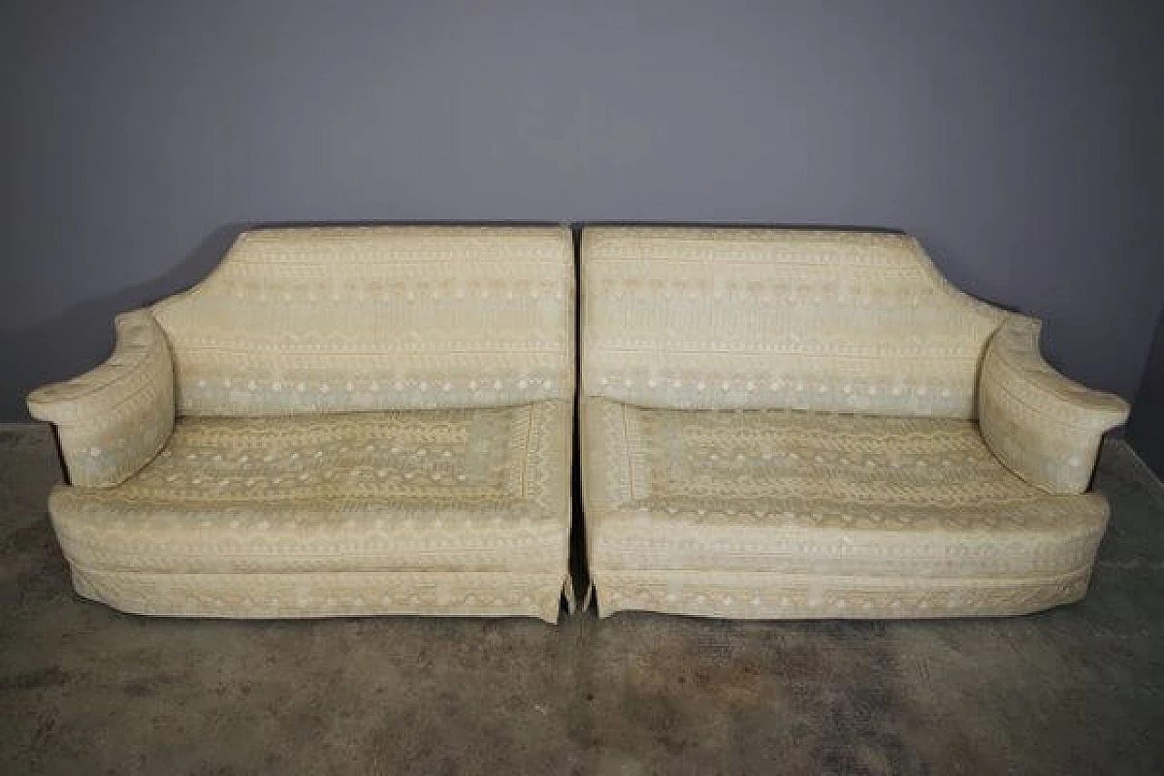 Two-piece modular sofa with carved wooden frame, 1950s 1407530