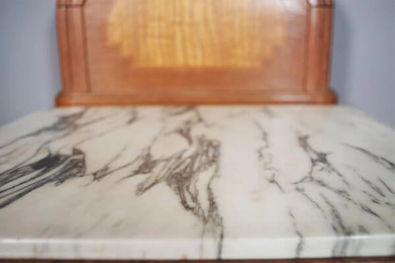 Comodino in legno con piano in marmo, anni '40 1407553