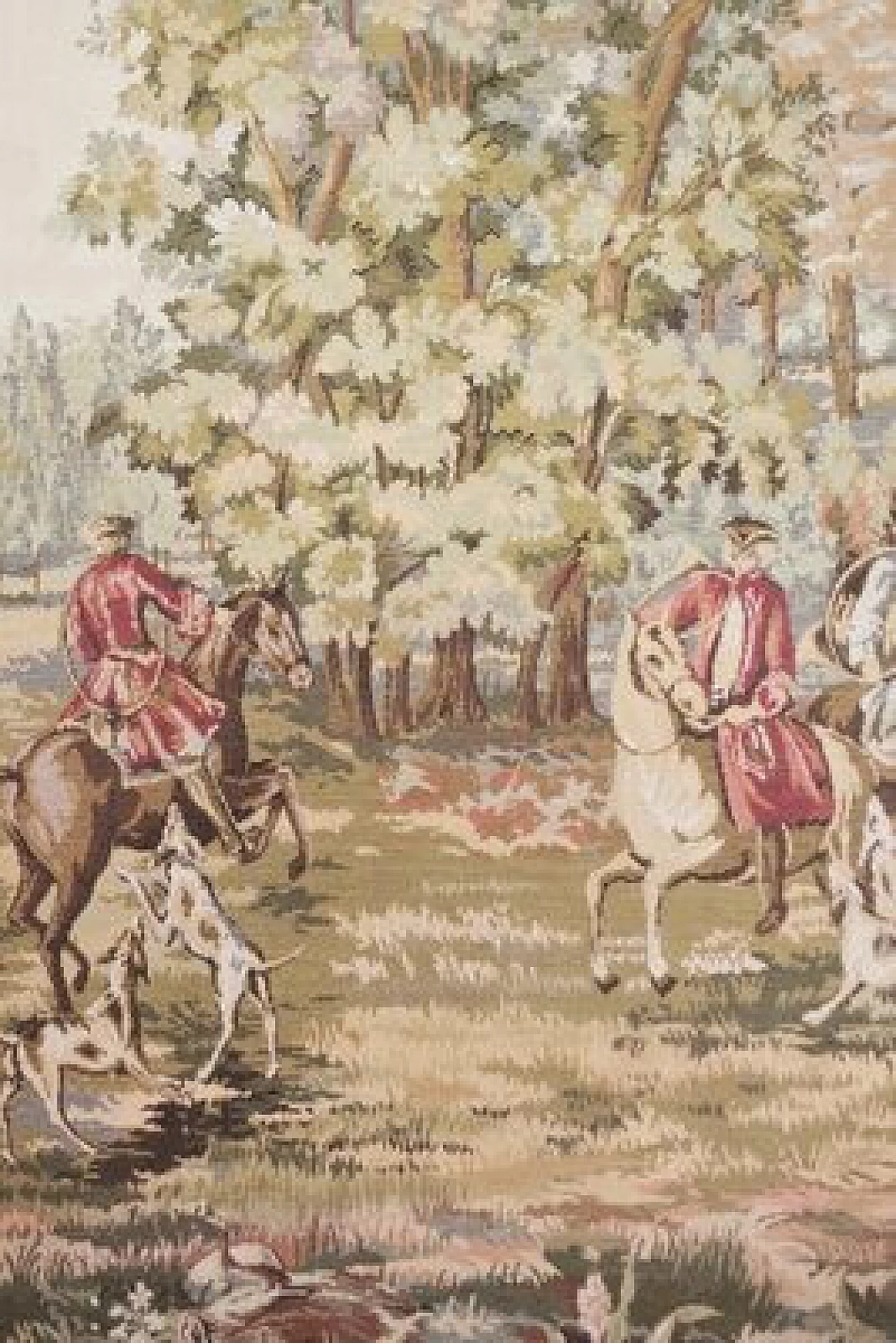 Tapestry with wooden frame and brass hangers, 1960s 1407578