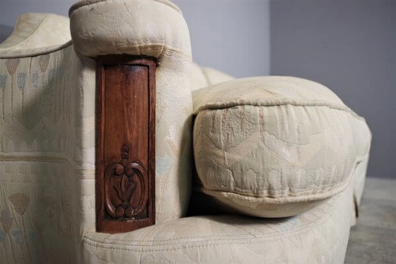 Two-piece modular sofa with carved wooden frame, 1950s 1407601