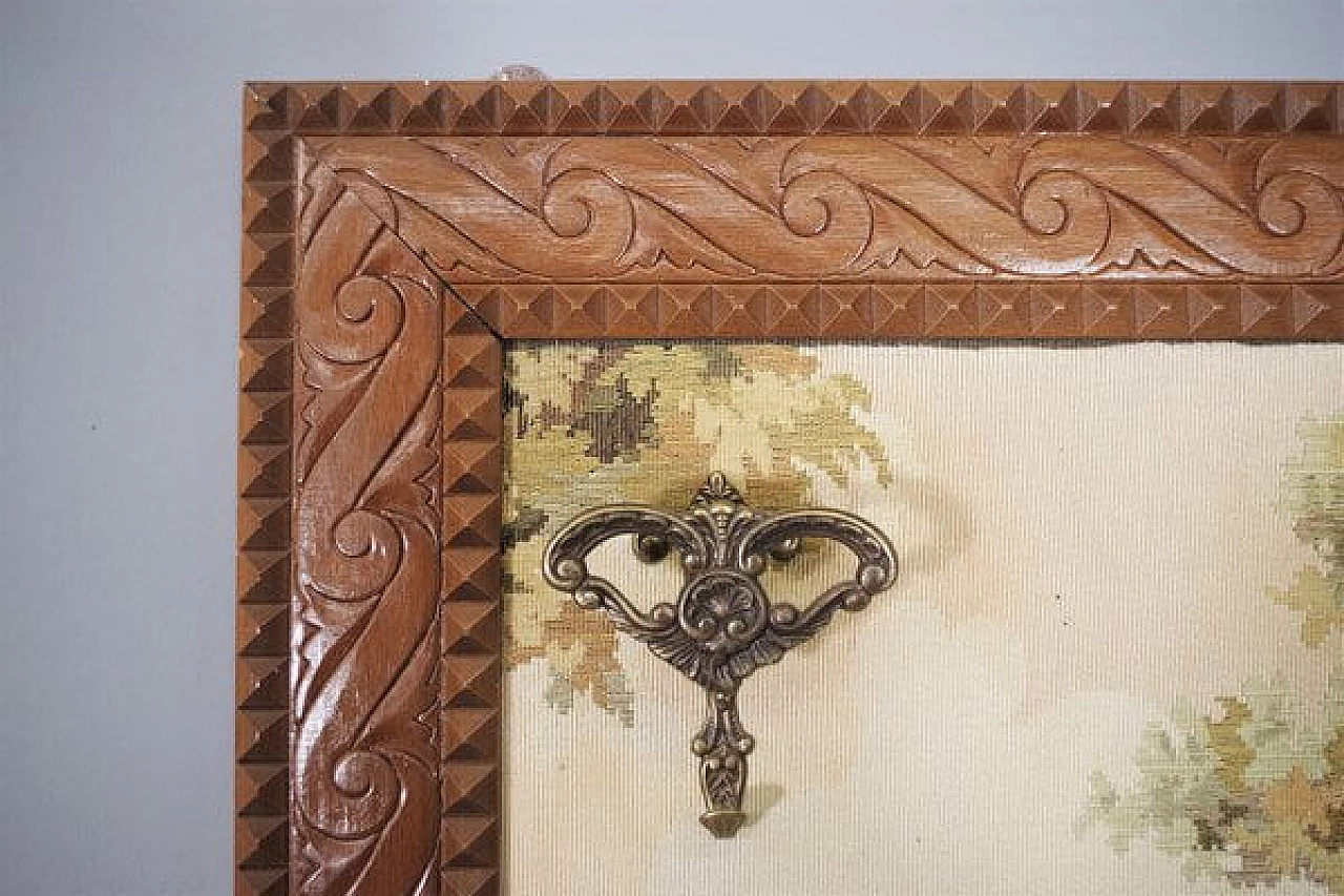 Tapestry with wooden frame and brass hangers, 1960s 1407629