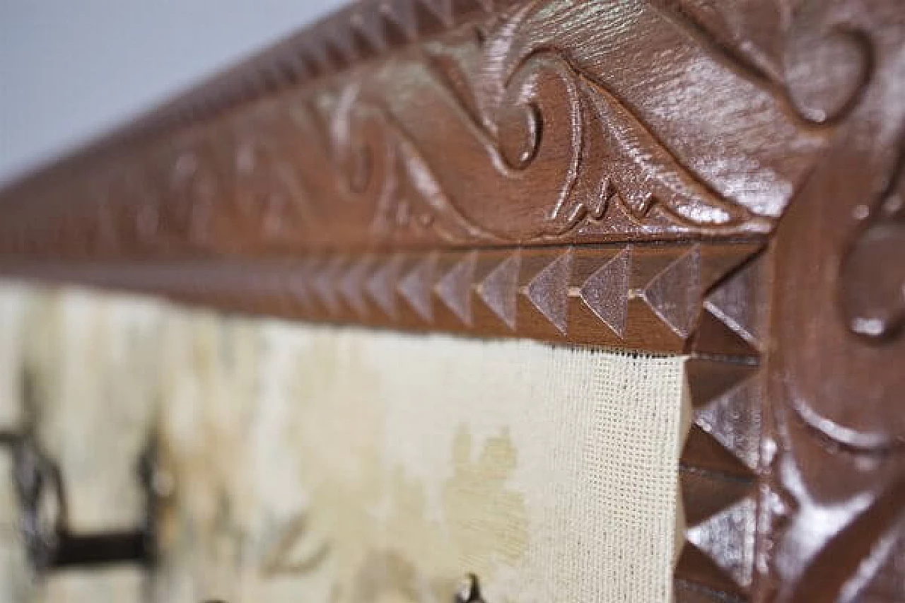 Tapestry with wooden frame and brass hangers, 1960s 1407635