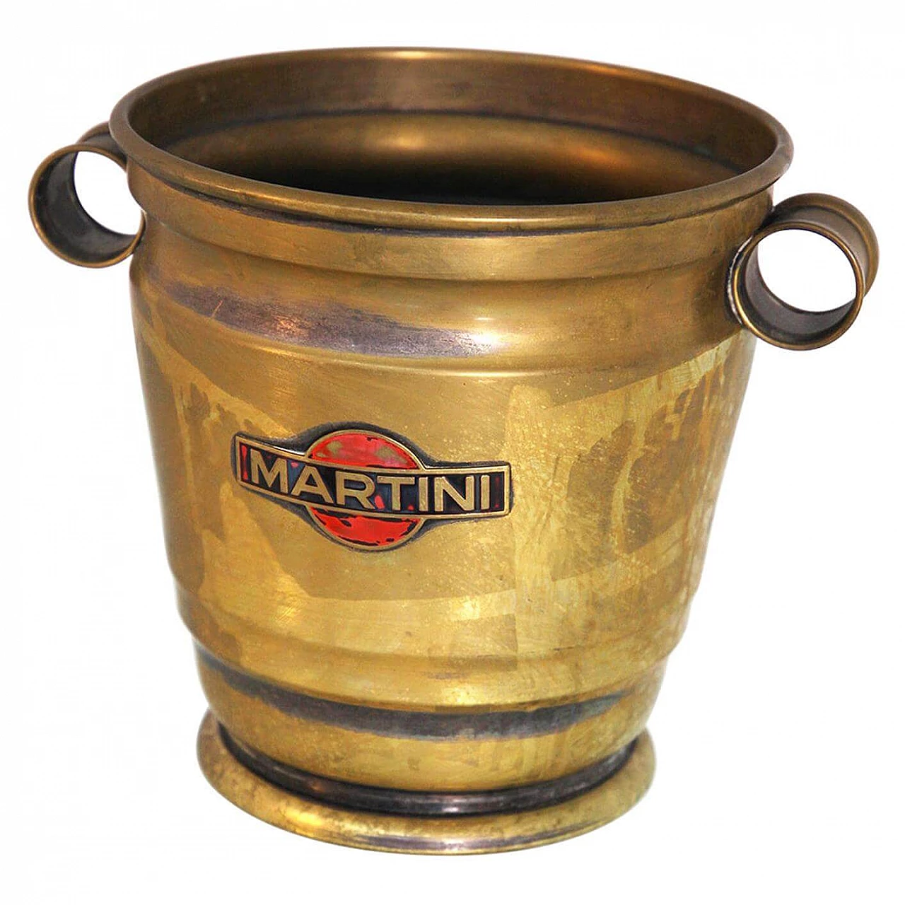 Secchiello da ghiaccio Martini con logo originale in ottone nichelato, anni '50 1407852