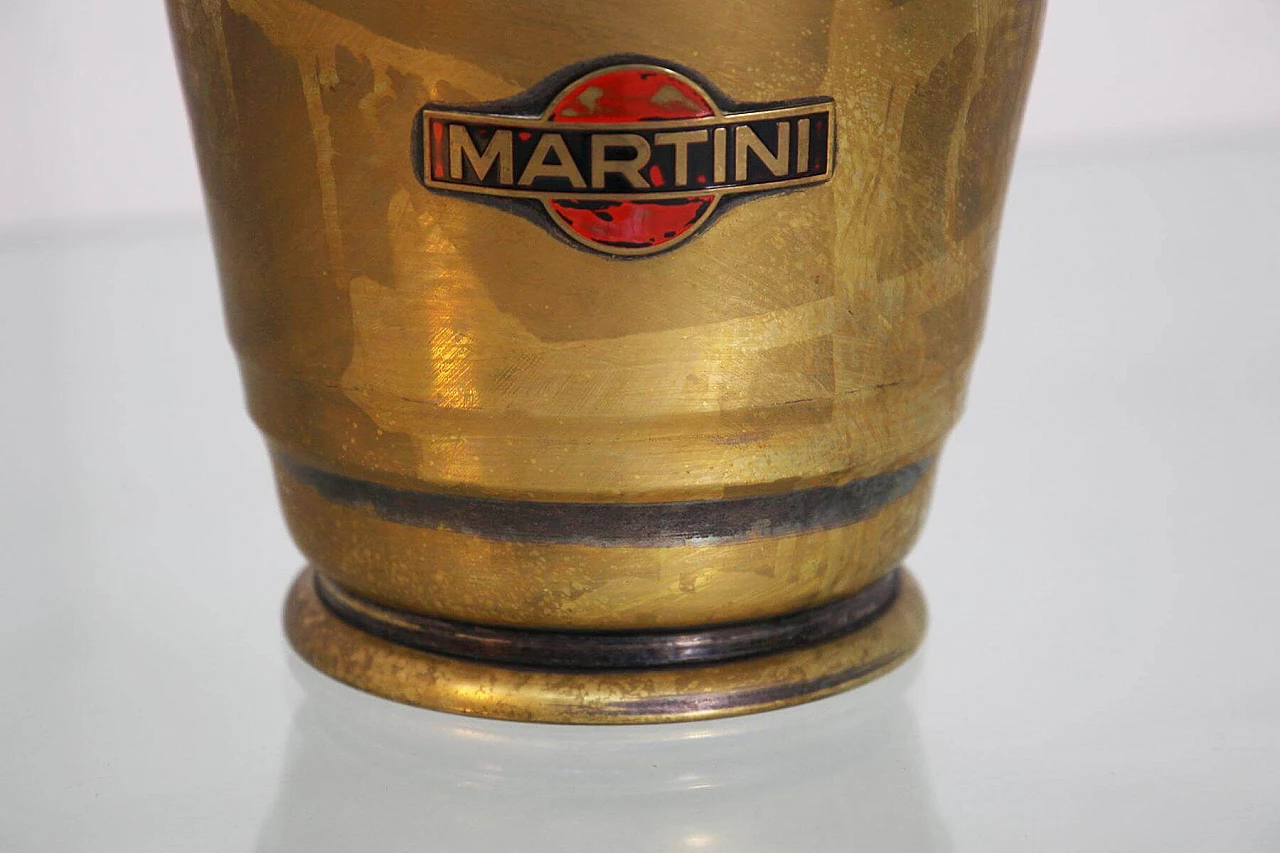 Secchiello da ghiaccio Martini con logo originale in ottone nichelato, anni '50 1407856