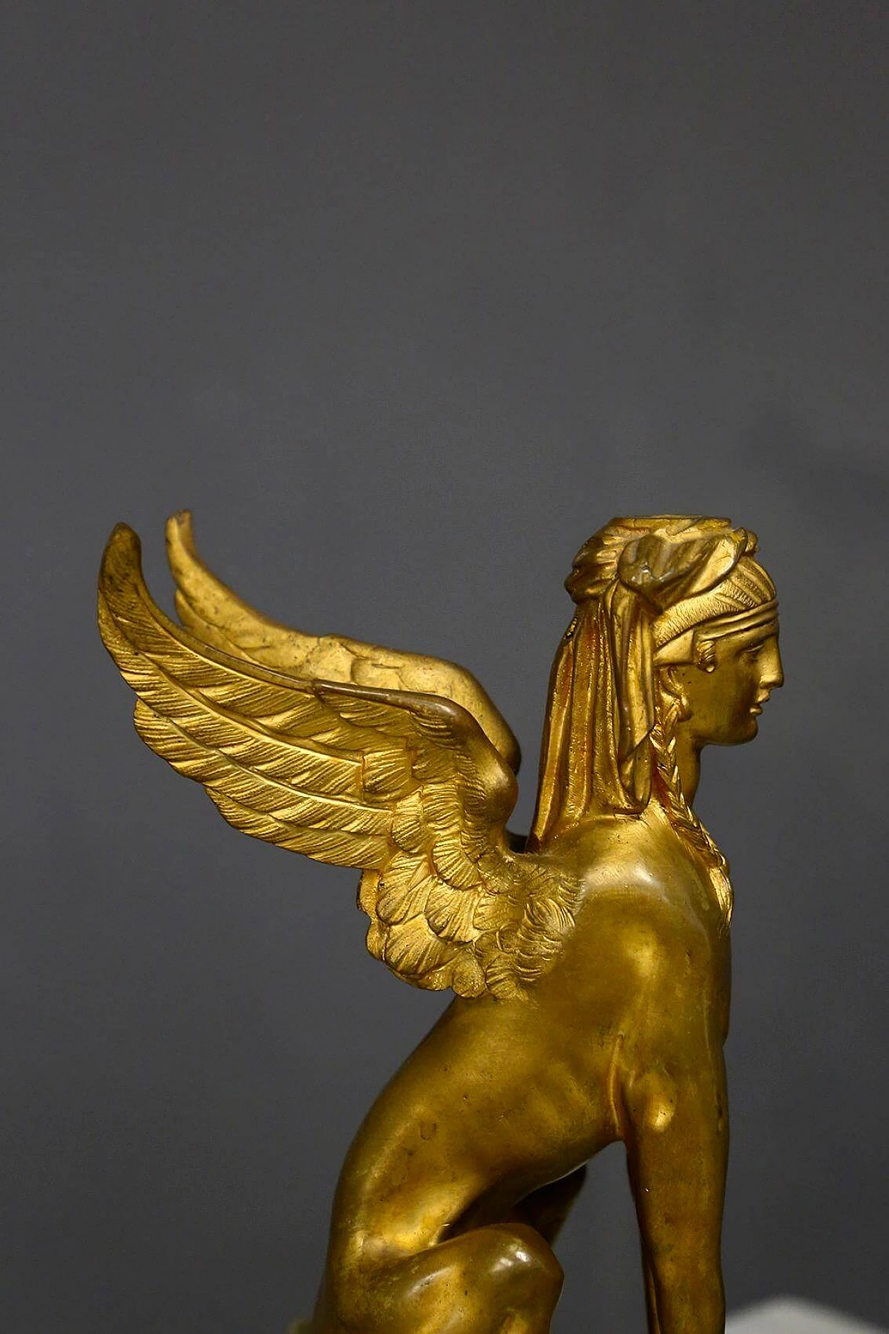 Pair of bronze sphinxes with alabaster base, 19th century 1407912