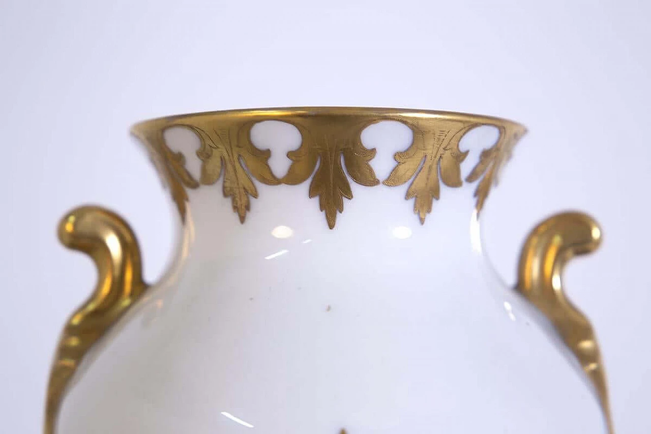 Vaso di Arrigo Finzi in porcellana, dipinto in oro, anni '50 1408462