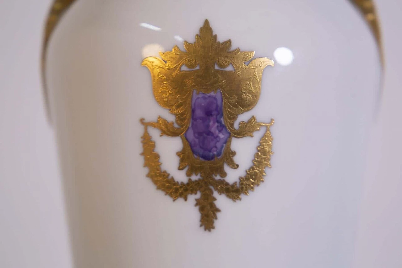 Vaso di Arrigo Finzi in porcellana, dipinto in oro, anni '50 1408463