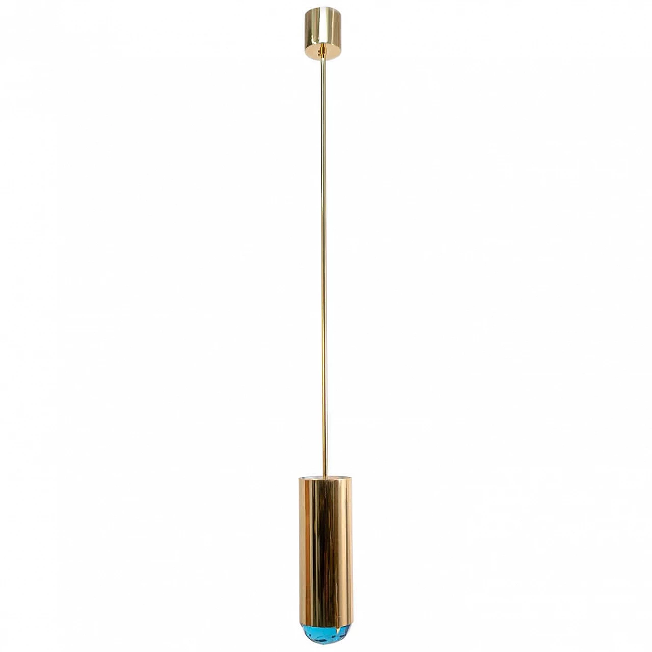 Ghirò ceiling lamp in brass and blue glass, 2000s 1408535