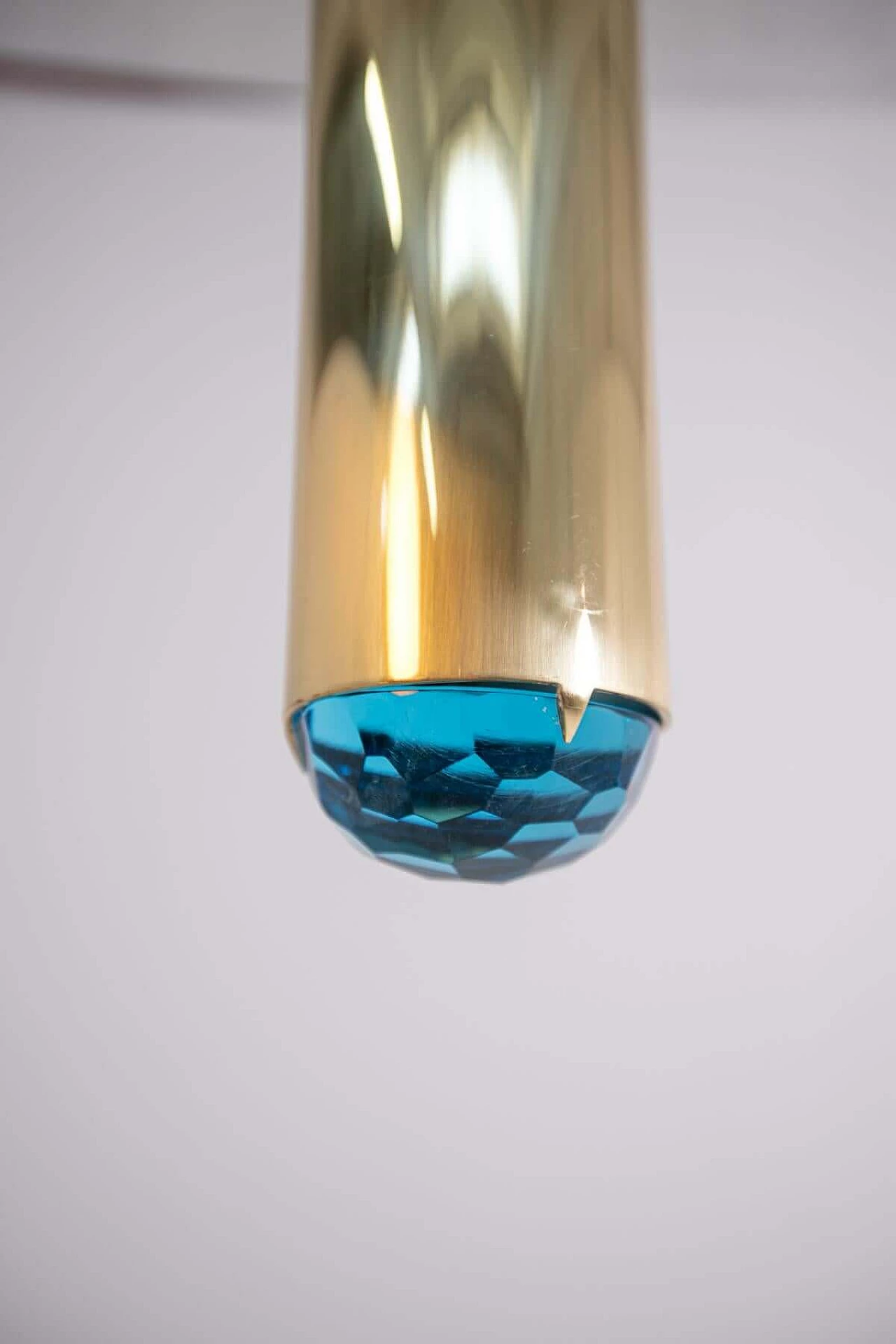 Ghirò ceiling lamp in brass and blue glass, 2000s 1408536