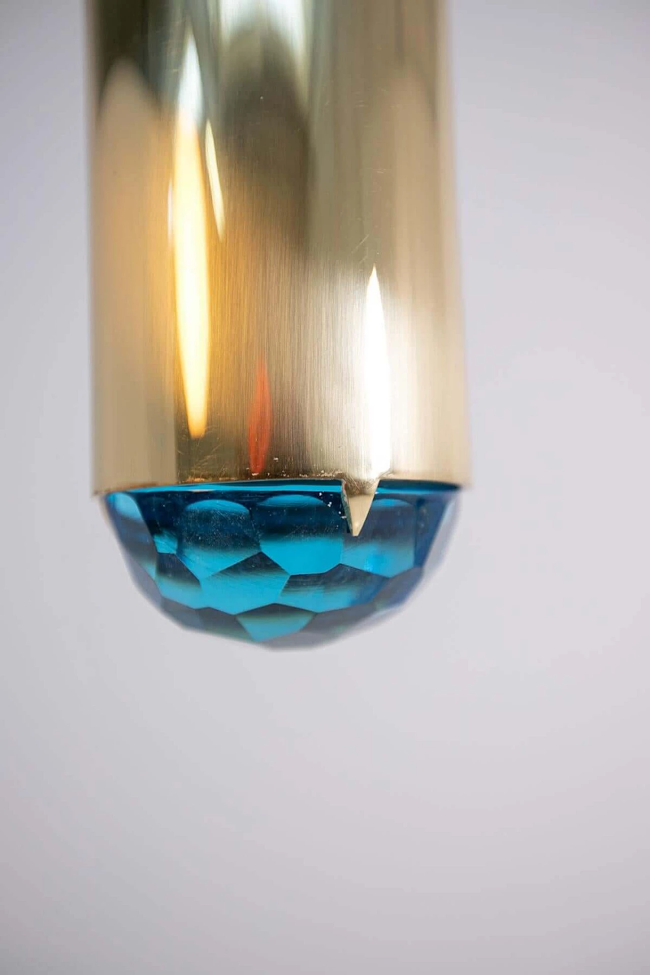Ghirò ceiling lamp in brass and blue glass, 2000s 1408537