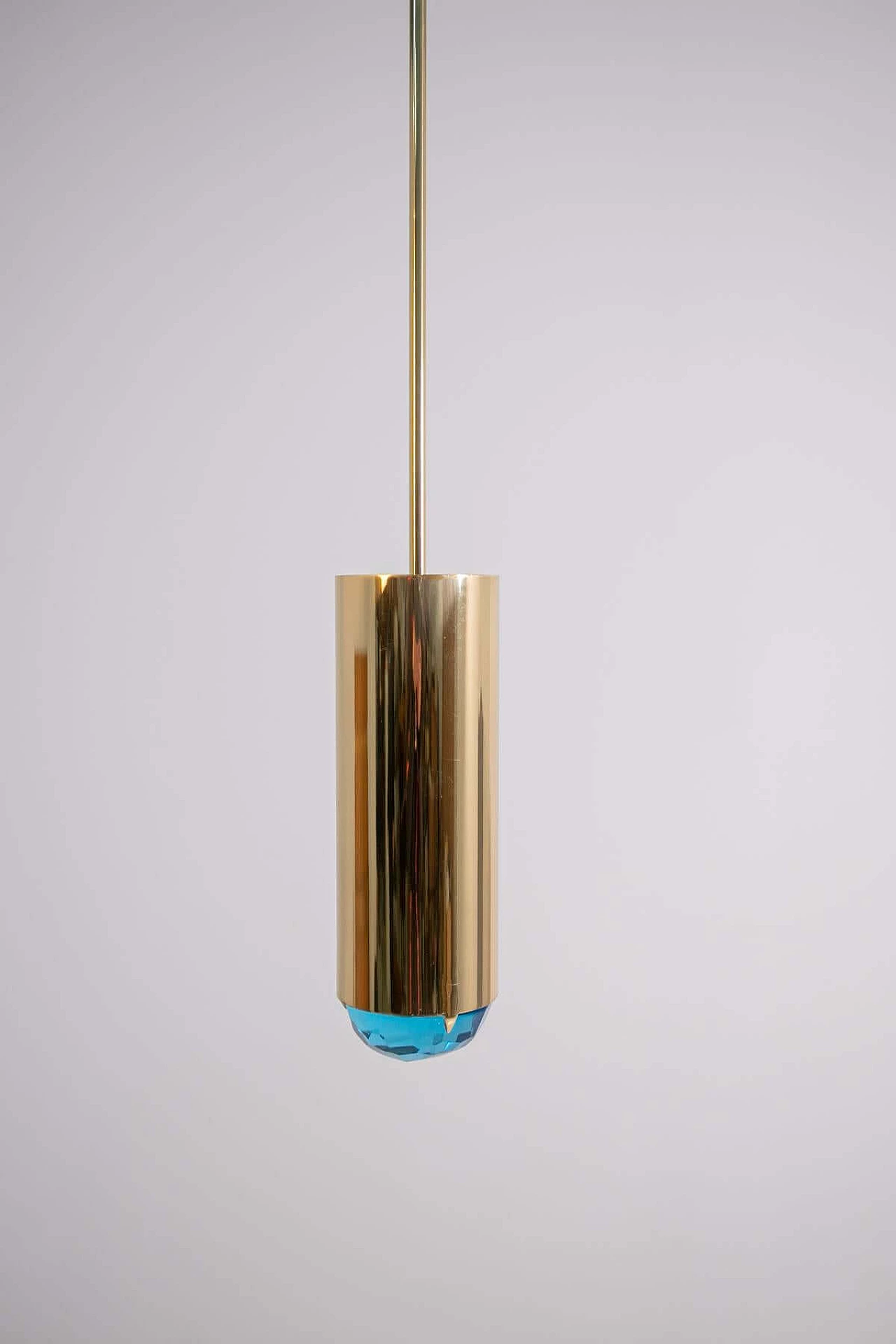 Ghirò ceiling lamp in brass and blue glass, 2000s 1408539