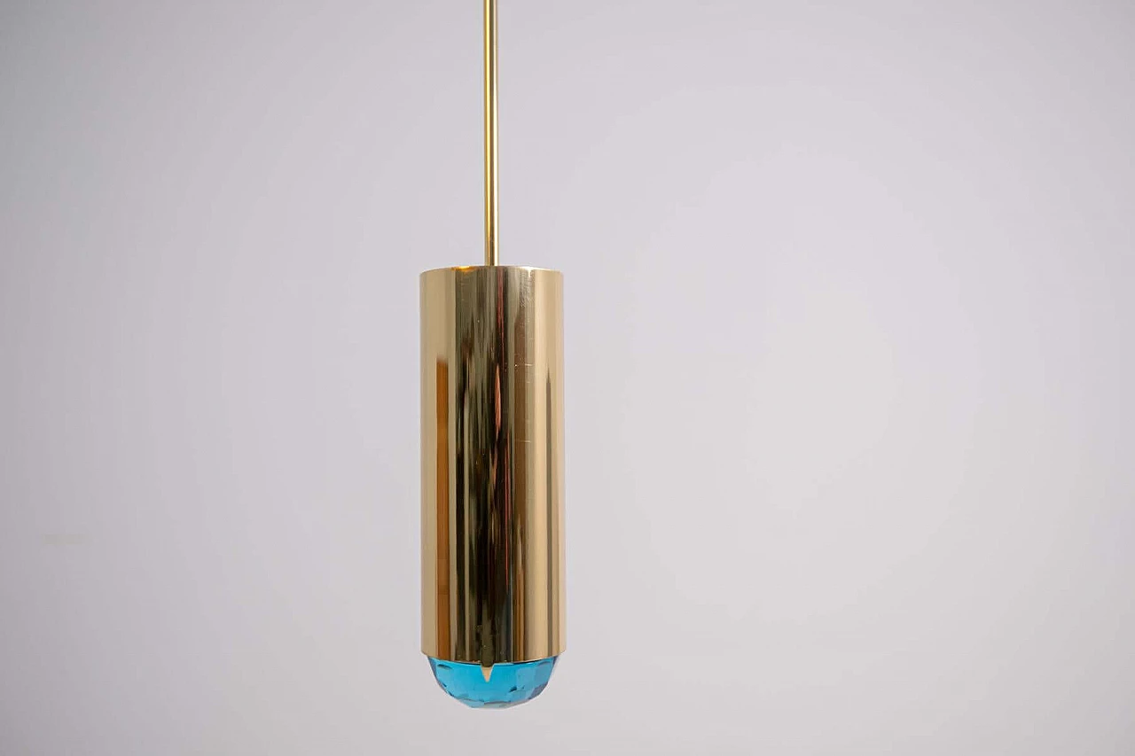 Ghirò ceiling lamp in brass and blue glass, 2000s 1408541