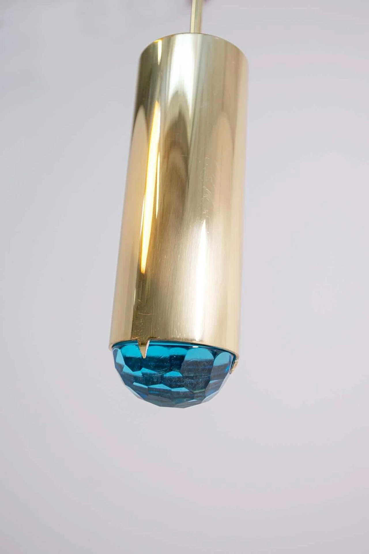 Ghirò ceiling lamp in brass and blue glass, 2000s 1408542