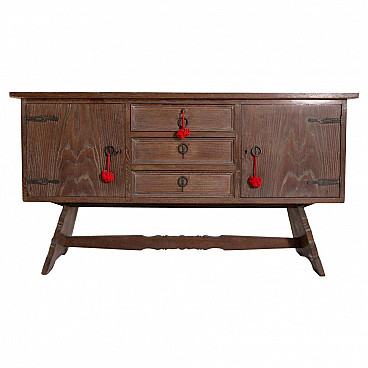 Solid wood and iron sideboard, 1950s