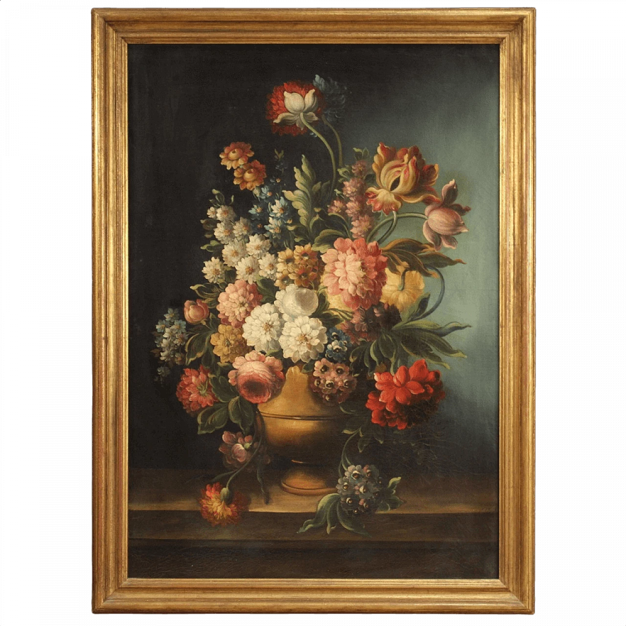 Vaso con fiori, dipinto italiano olio su tela 1408580