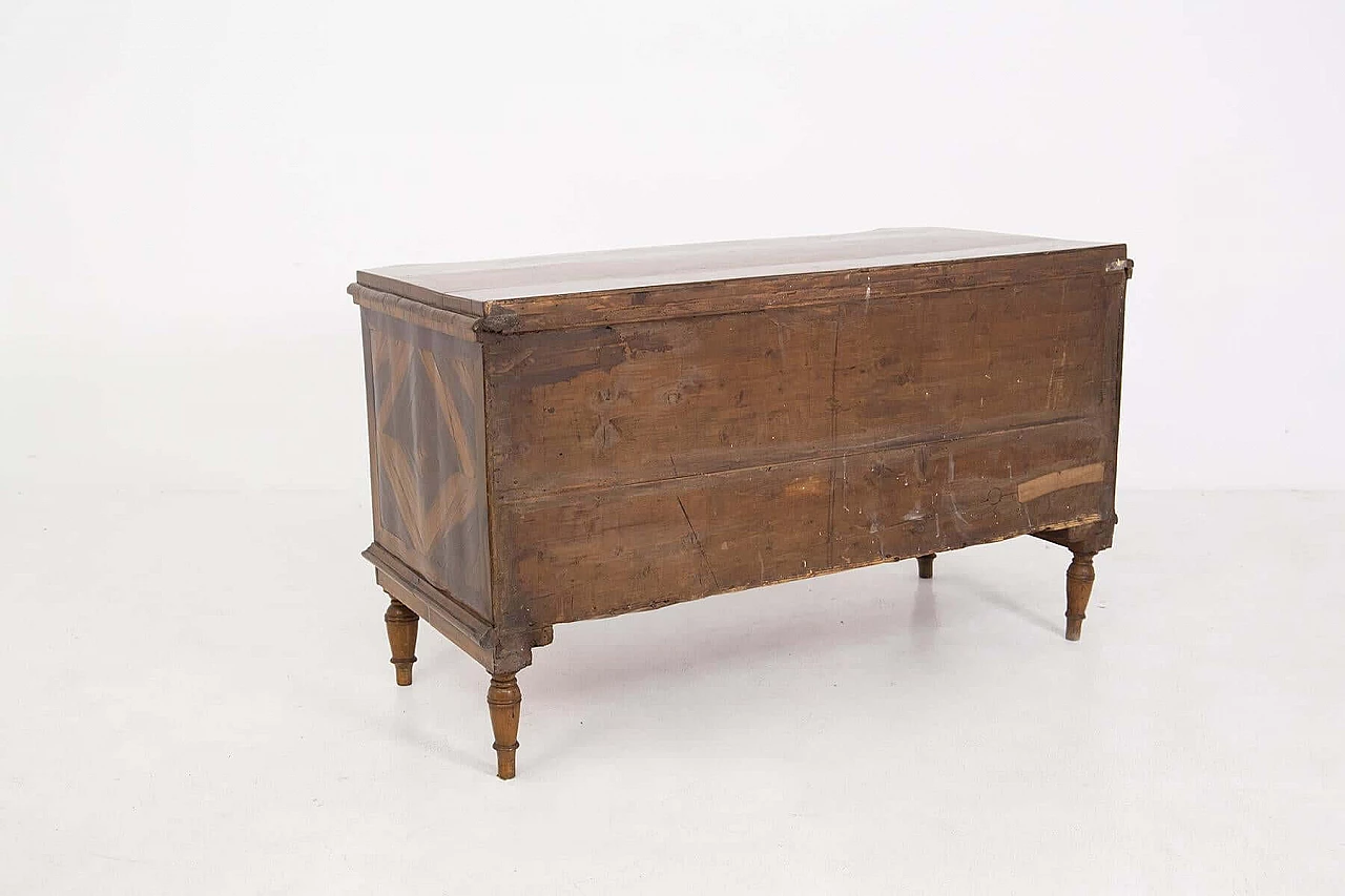 Walnut-root chest of drawers with inlaid decoration, 18th century 1408641