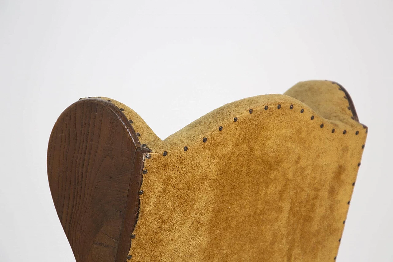 Coppia di poltrone in velluto e legno di noce, '800 1408712