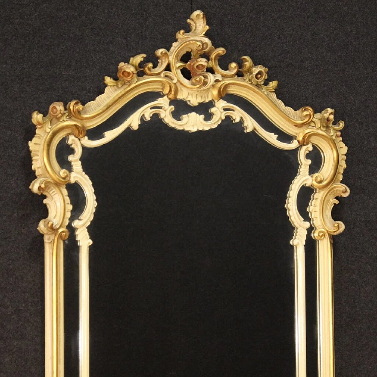 Console con specchiera laccata dorata in stile Luigi XV, del '900 1408735