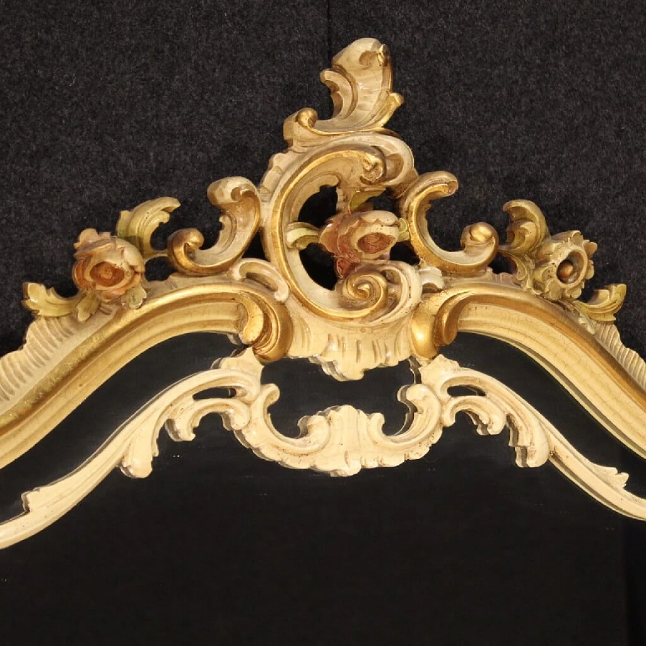 Console con specchiera laccata dorata in stile Luigi XV, del '900 1408741
