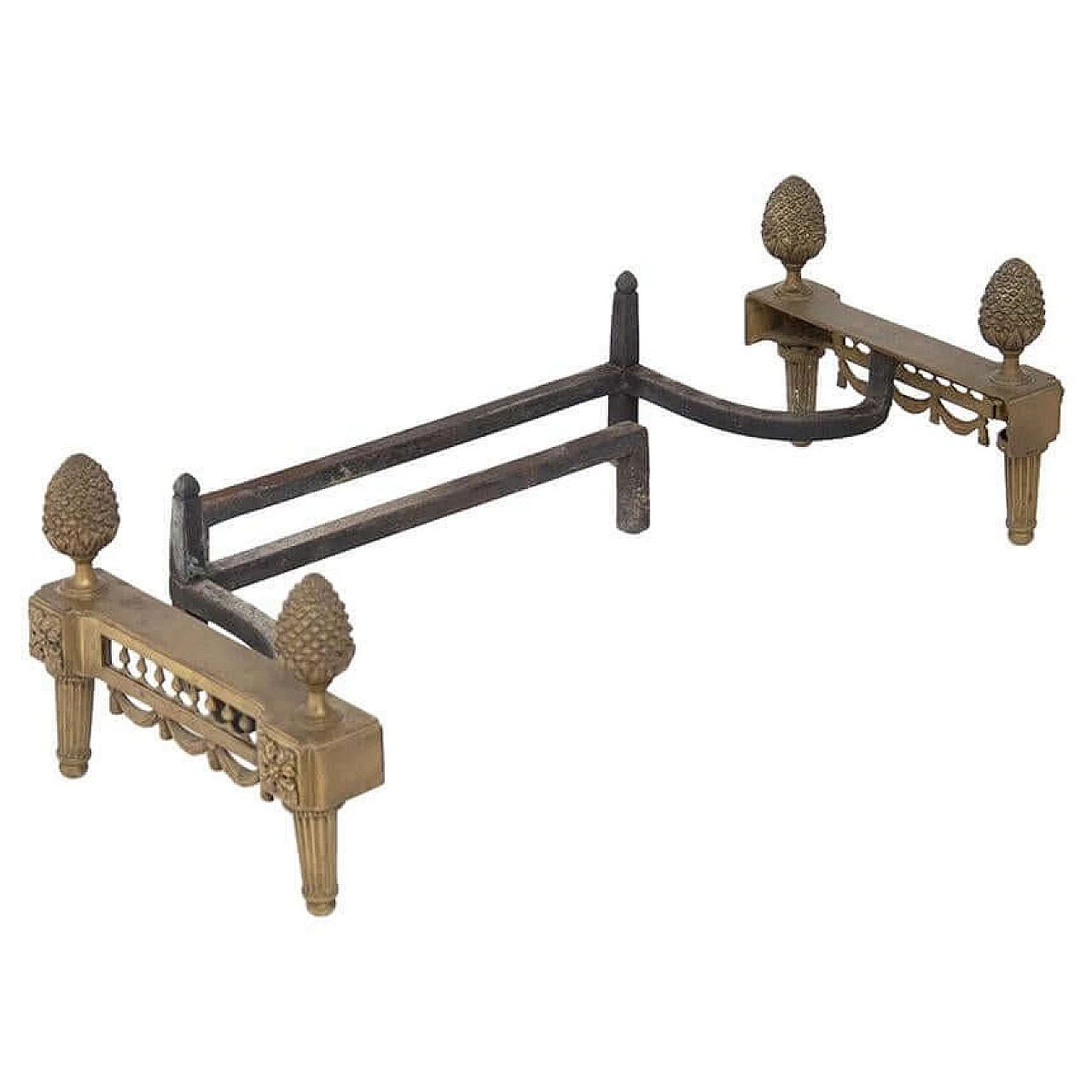 Bronze fireplace andirons signed Bouhon 'Fres, 19th century 1408751