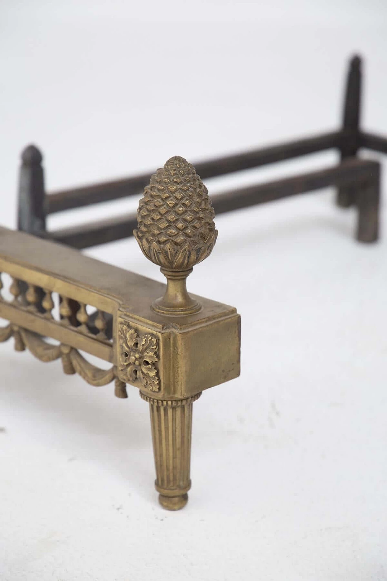 Bronze fireplace andirons signed Bouhon 'Fres, 19th century 1408755