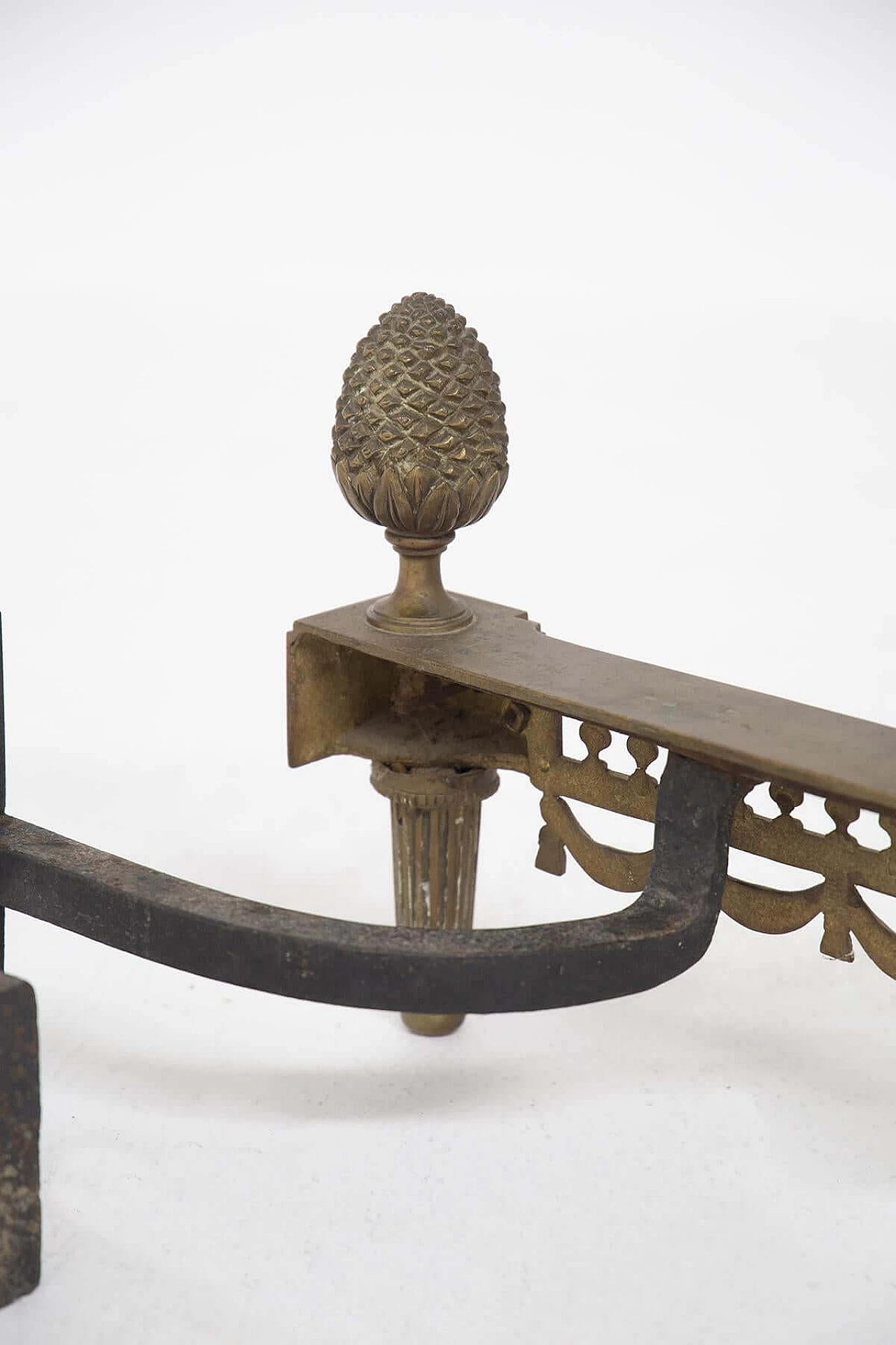 Bronze fireplace andirons signed Bouhon 'Fres, 19th century 1408759