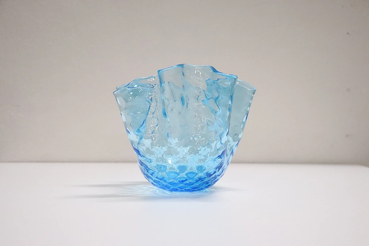 Vaso a fazzoletto in vetro artistico di Murano, anni '50 1408840