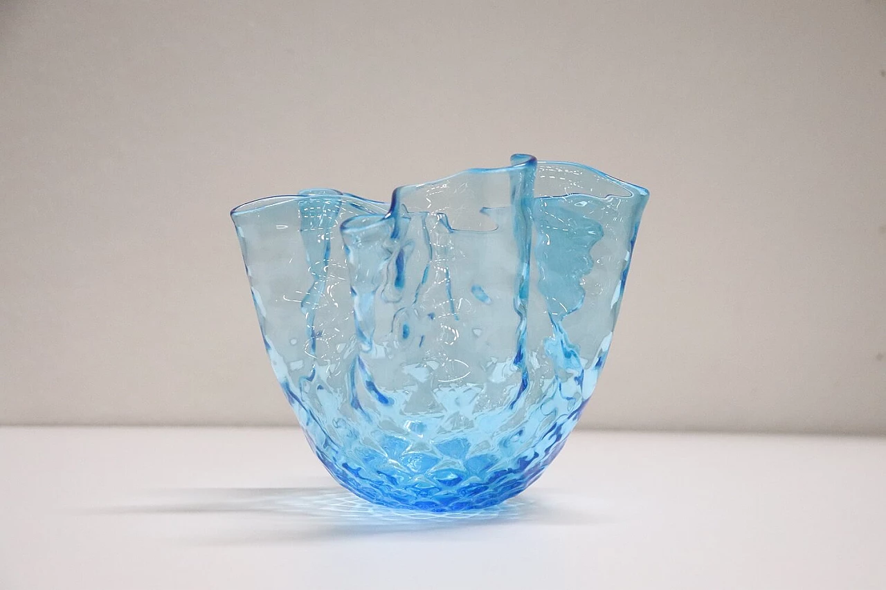 Vaso a fazzoletto in vetro artistico di Murano, anni '50 1408842