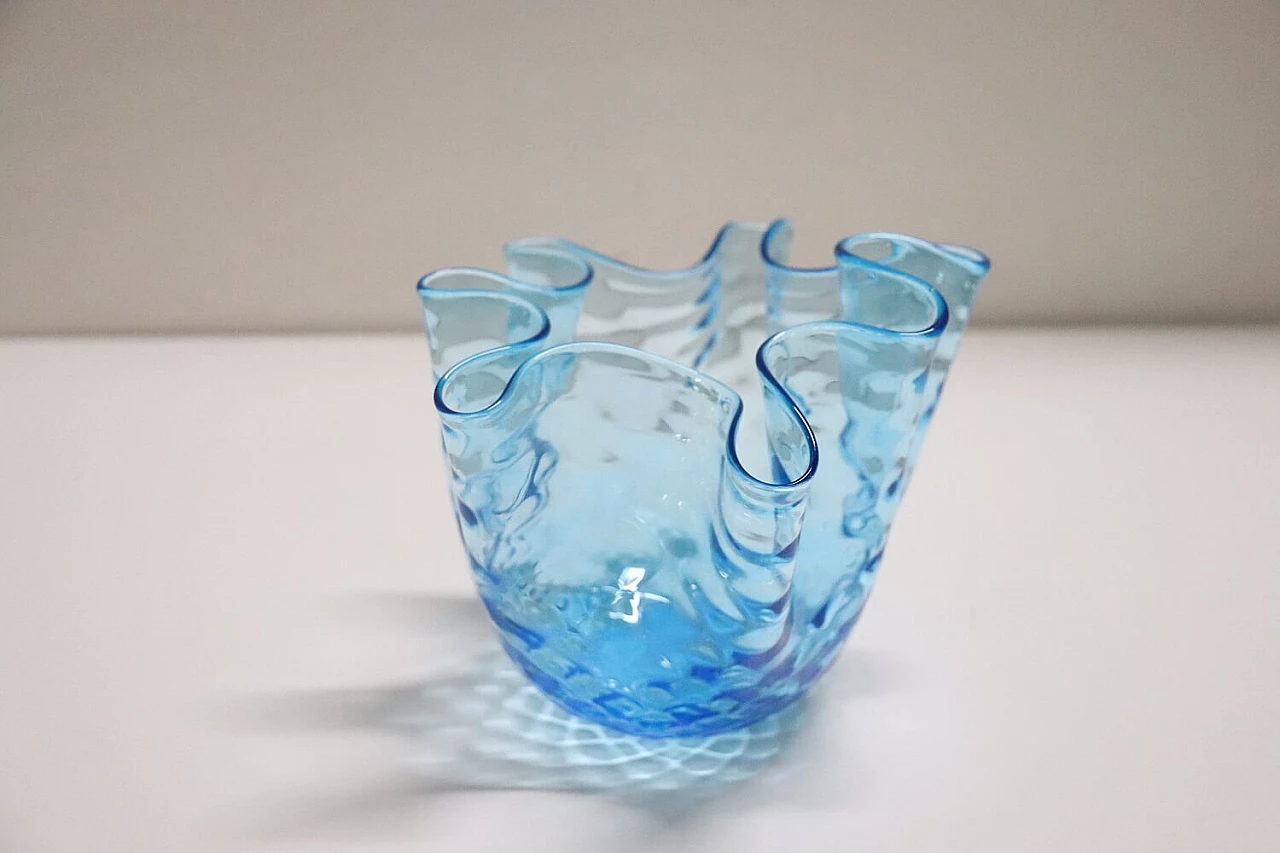 Vaso a fazzoletto in vetro artistico di Murano, anni '50 1408843