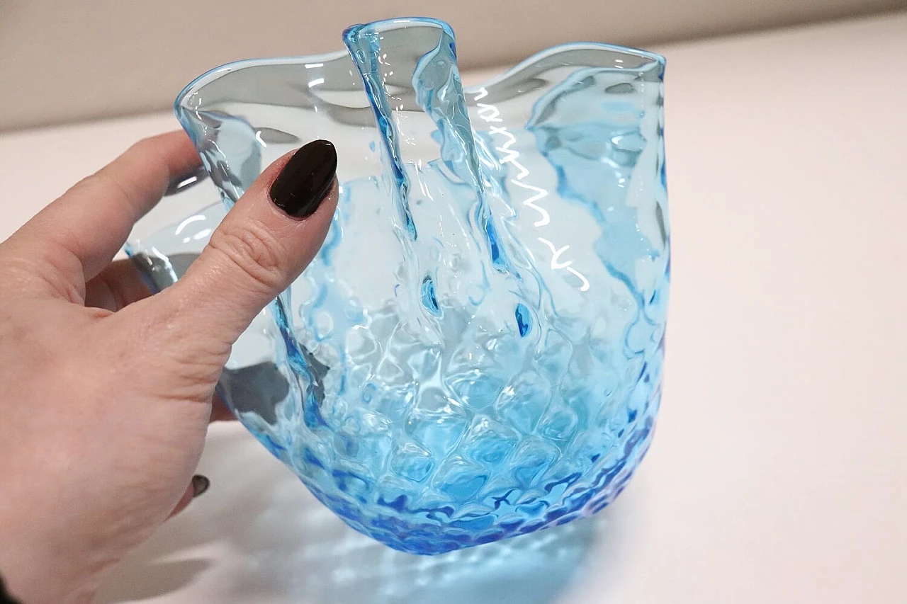 Vaso a fazzoletto in vetro artistico di Murano, anni '50 1408846