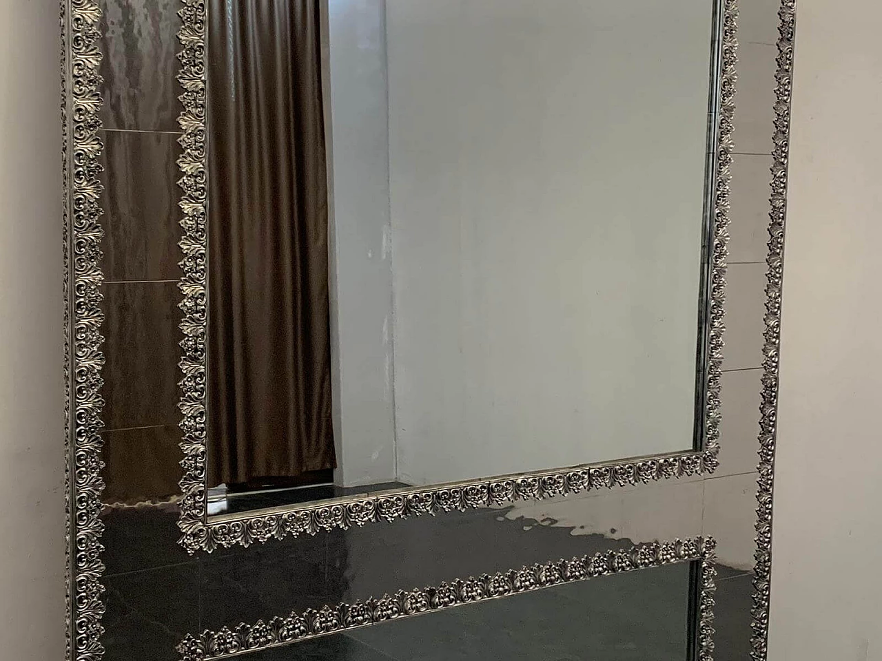 Grande specchio in metallo di Piero Figure per Athena, anni '80 1409798