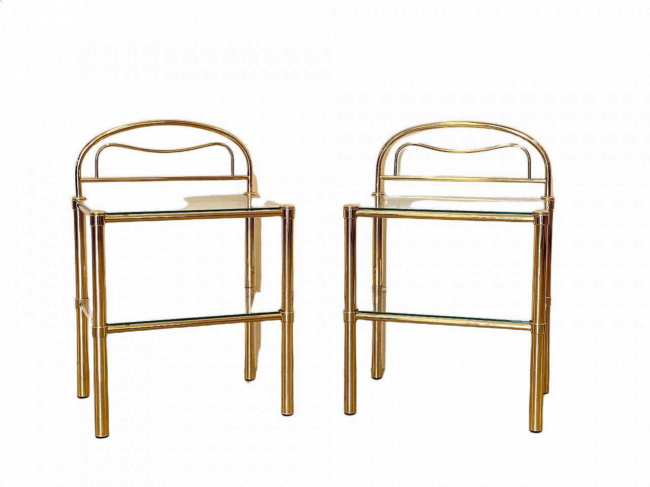 Pair of bedside tables in brass, 80s 1409886