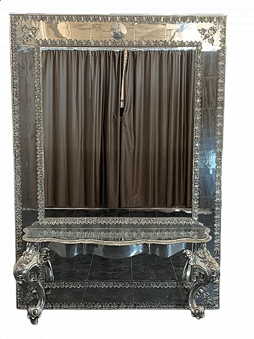 Grande specchio in metallo di Piero Figure per Athena, anni '80