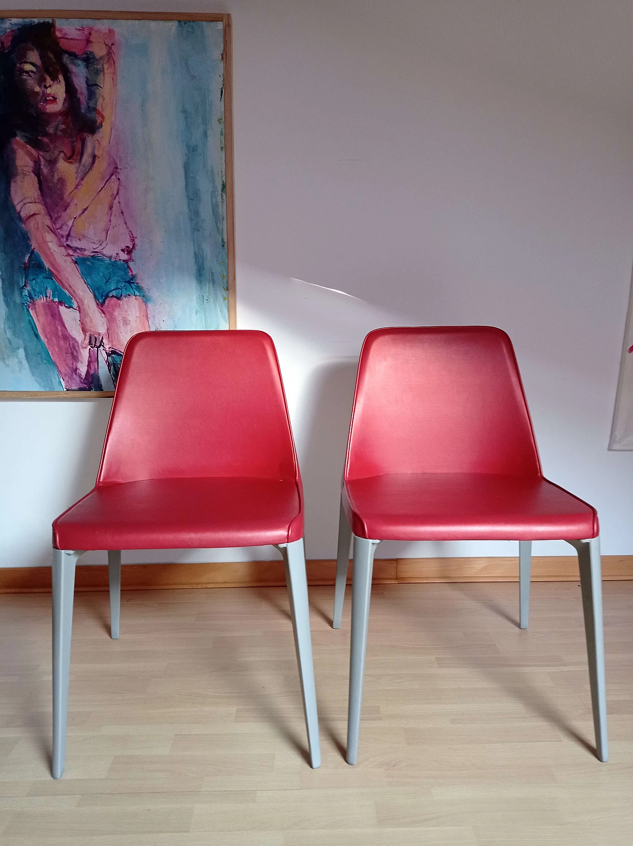 Pair of Ester Basic 691 chairs in leather by Patrick Jouin for Pedrali 1410787