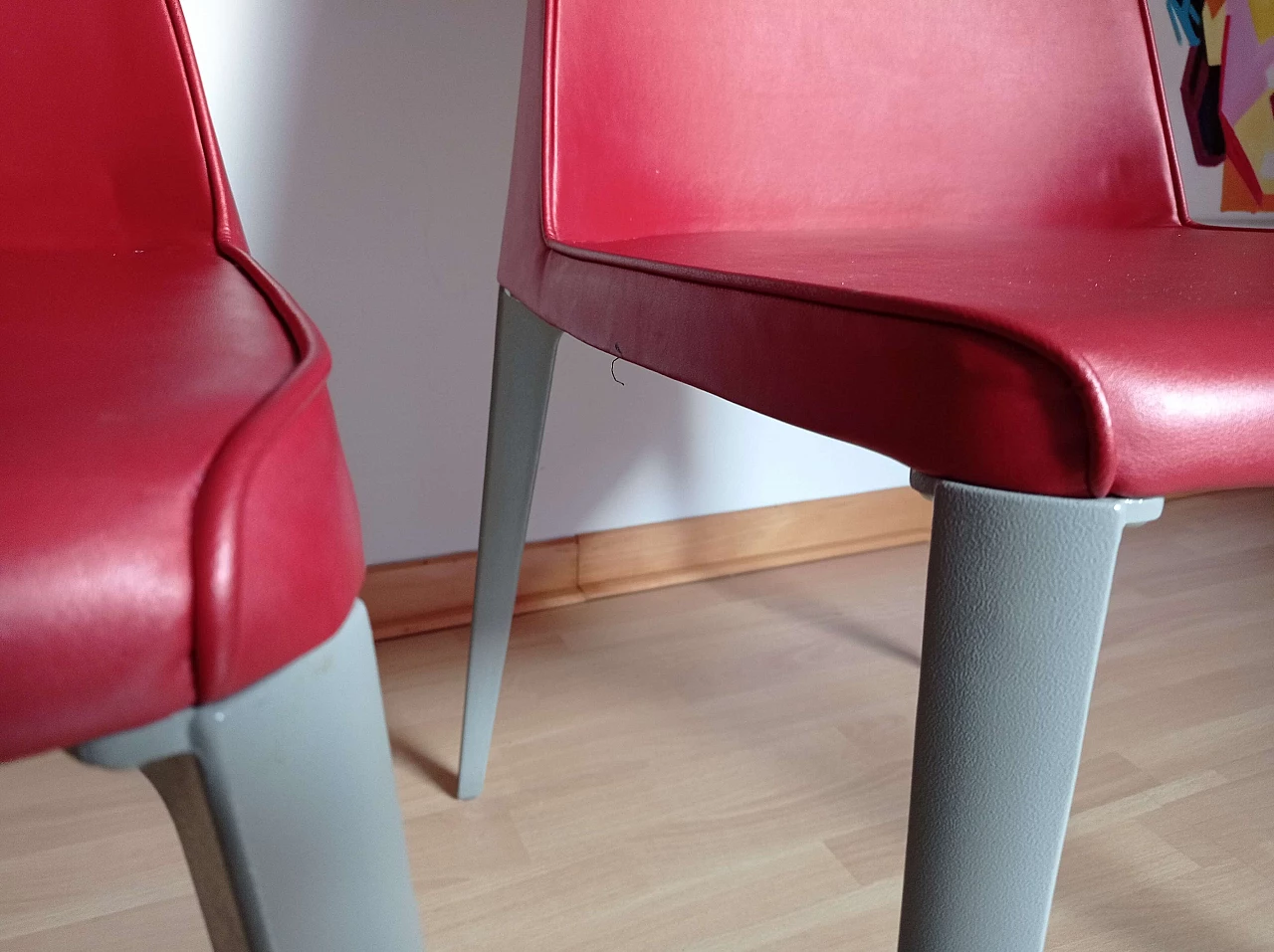 Pair of Ester Basic 691 chairs in leather by Patrick Jouin for Pedrali 1410796