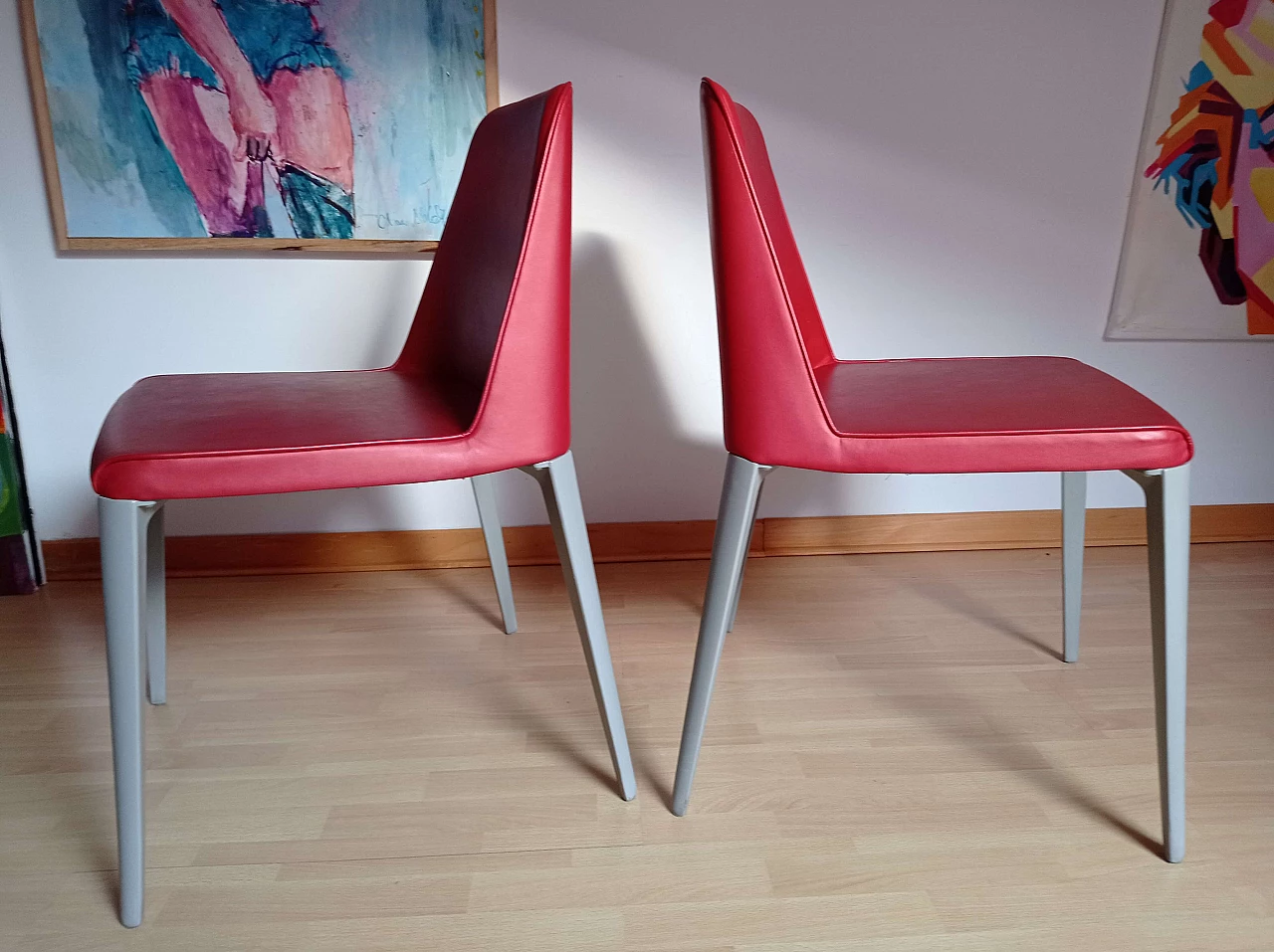 Pair of Ester Basic 691 chairs in leather by Patrick Jouin for Pedrali 1410823