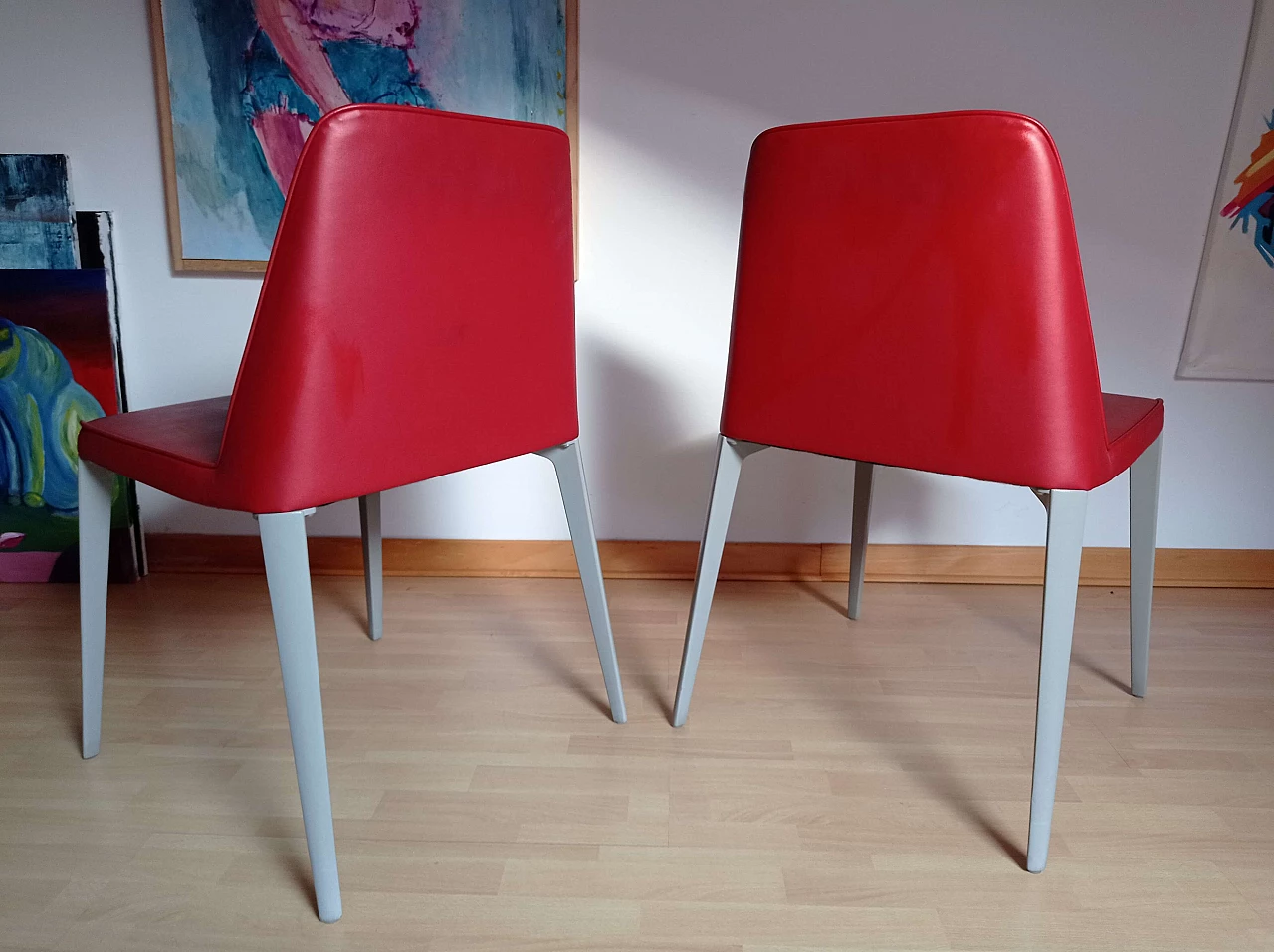 Pair of Ester Basic 691 chairs in leather by Patrick Jouin for Pedrali 1410830