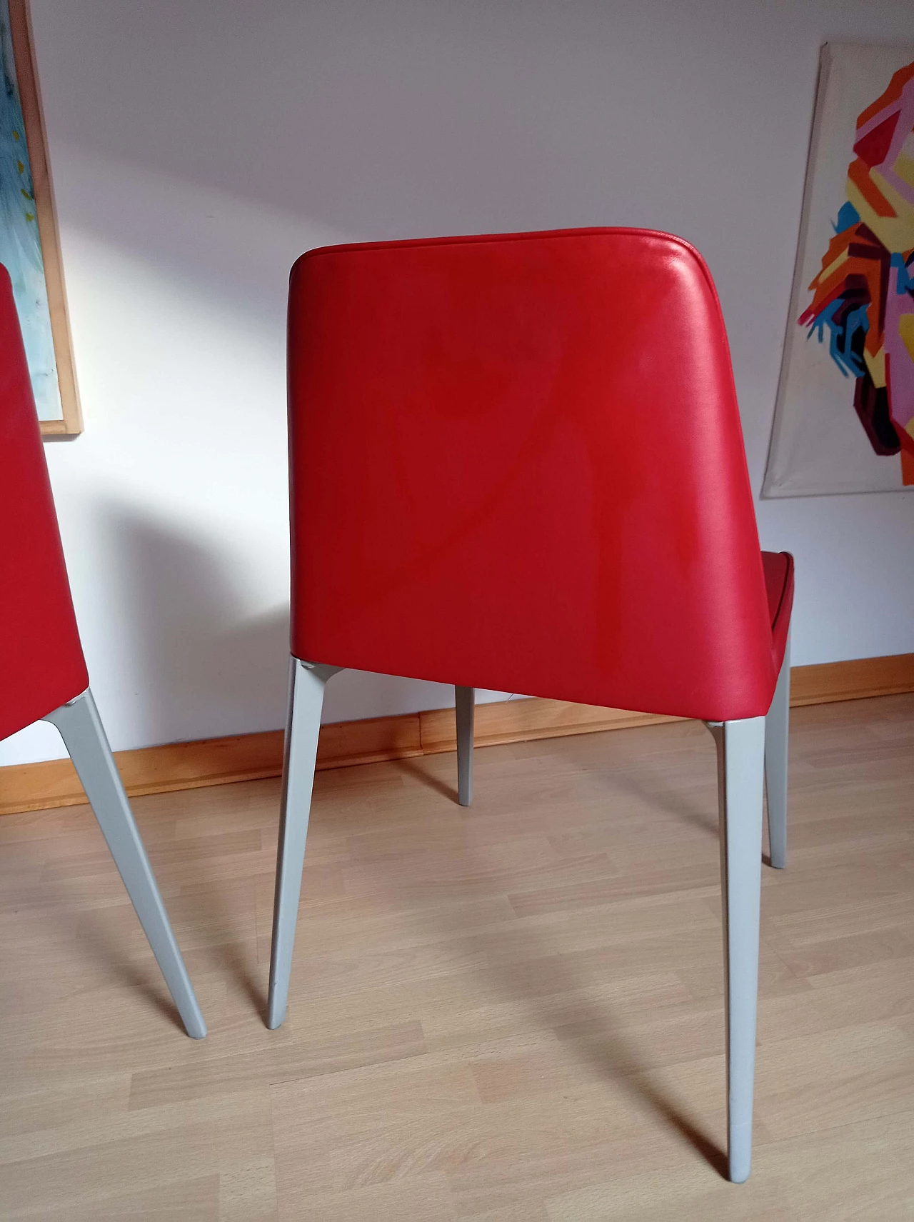 Pair of Ester Basic 691 chairs in leather by Patrick Jouin for Pedrali 1410832