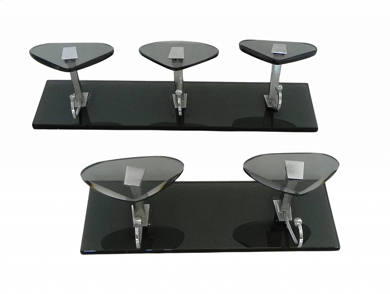 Coppia di appendiabiti da muro in cristallo di Veca, anni '60 1411503