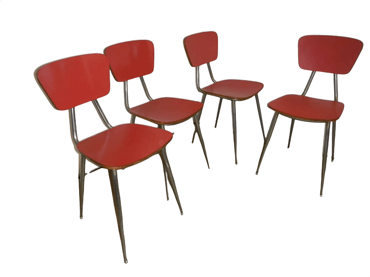 4 Chairs in red Formica, 1960s 1411737