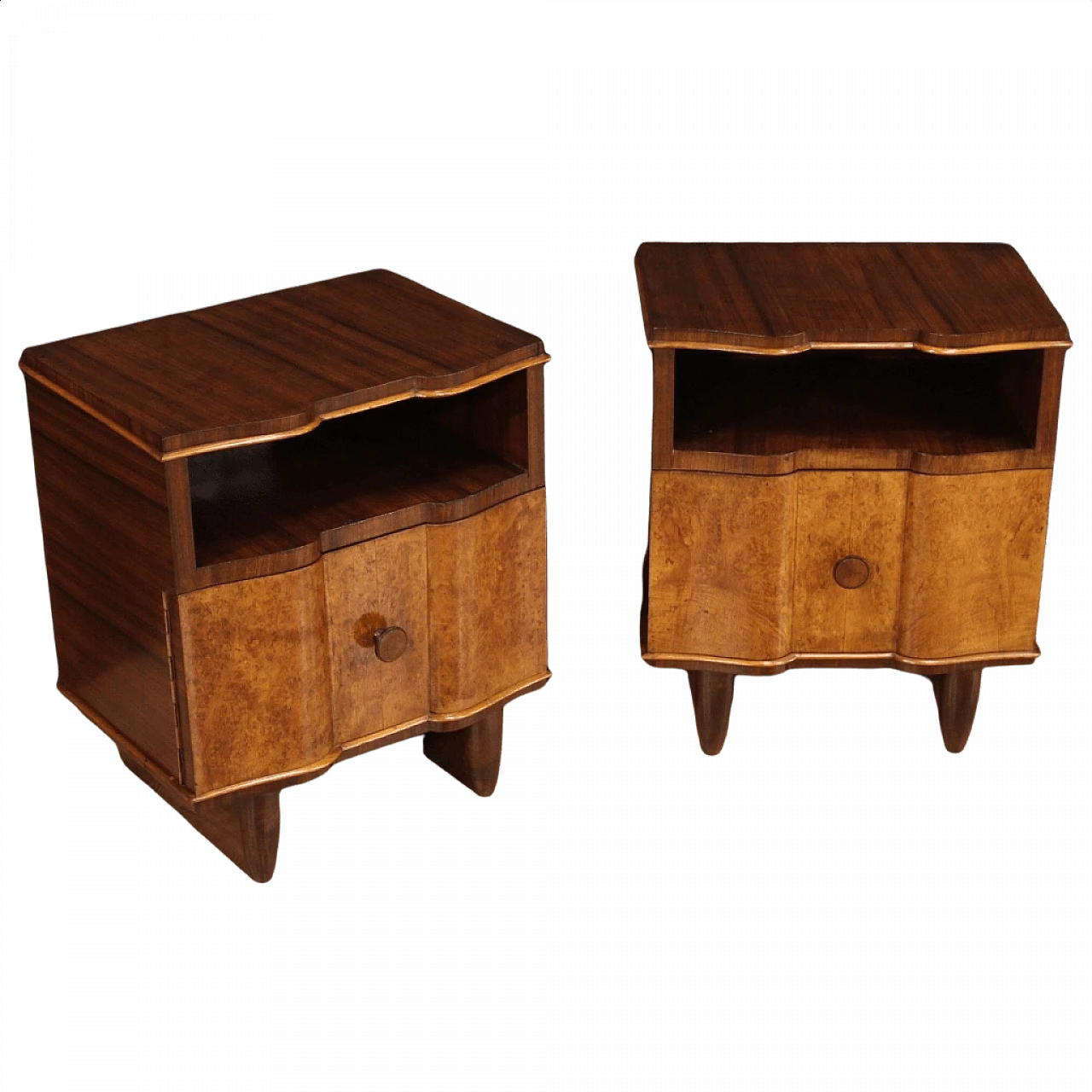Pair of Art Deco bedside tables with open compartment, 1940s 1411744