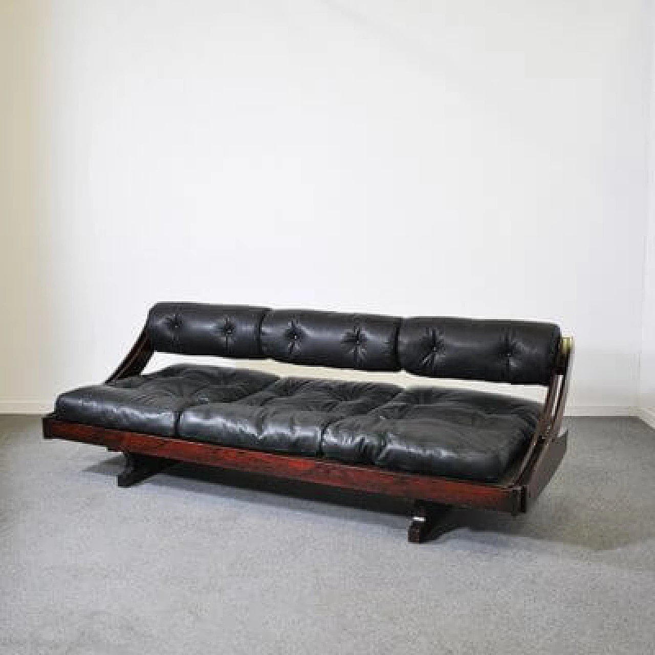 GS195 wooden and leather sofa by Gianni Songia for Luigi Sormani, 1970s 1412263