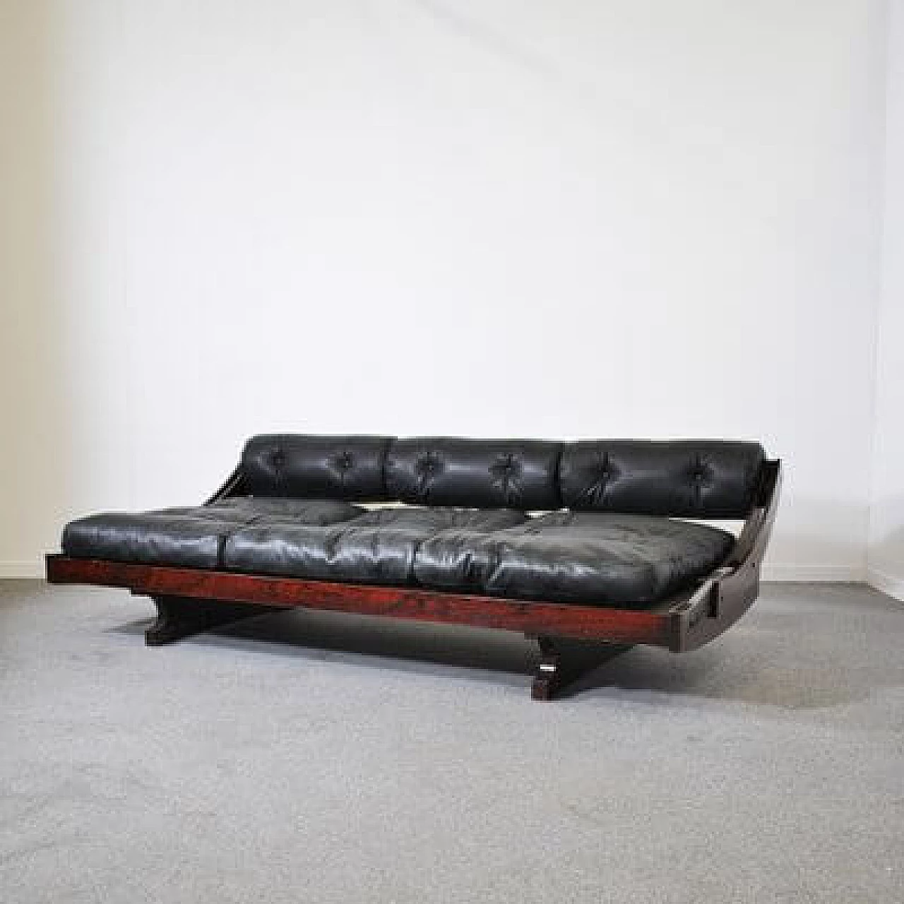GS195 wooden and leather sofa by Gianni Songia for Luigi Sormani, 1970s 1412265