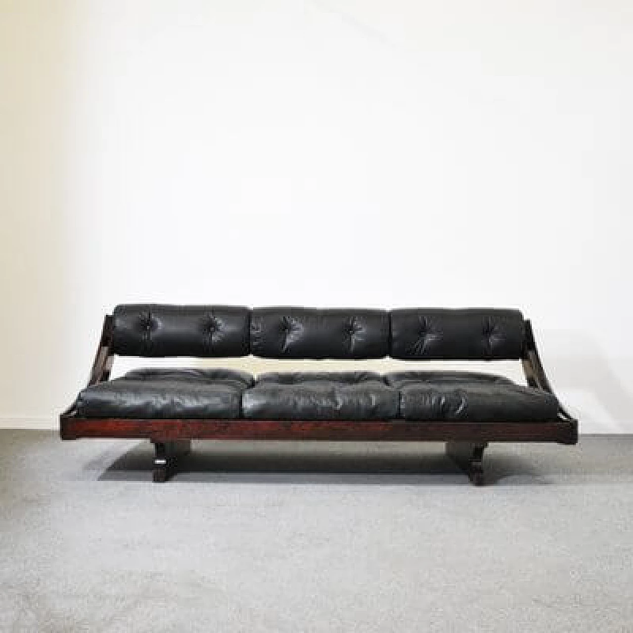 GS195 wooden and leather sofa by Gianni Songia for Luigi Sormani, 1970s 1412270