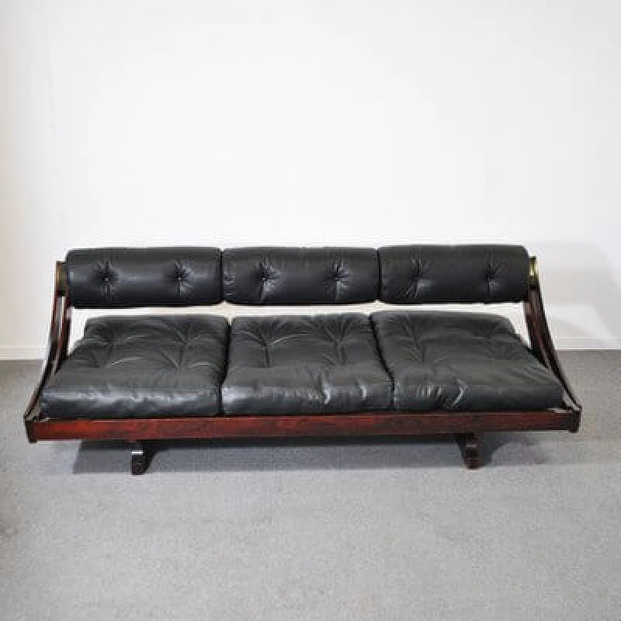 GS195 wooden and leather sofa by Gianni Songia for Luigi Sormani, 1970s 1412271